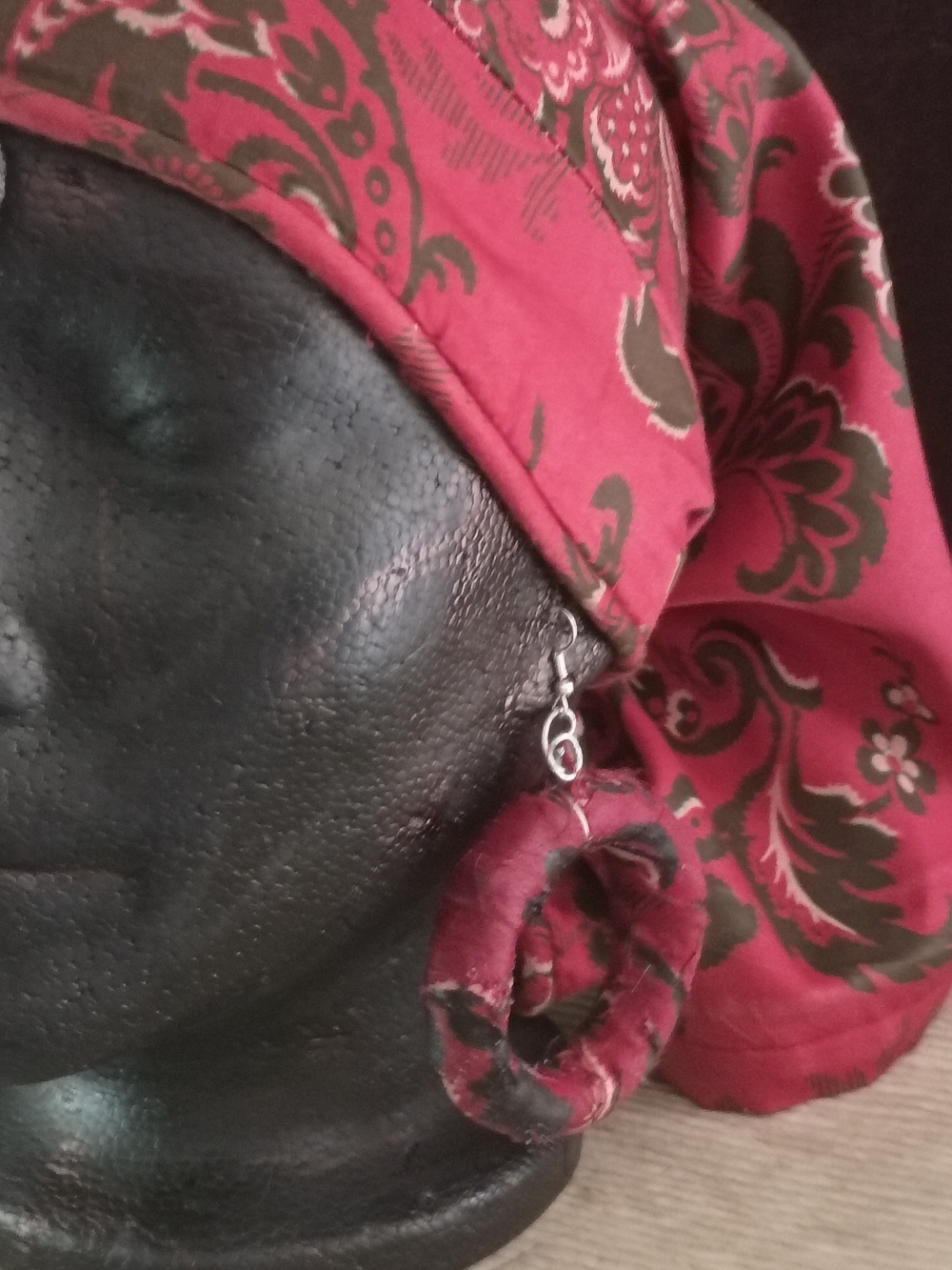 Handcrafted Pink Fabric Hoop Earrings by